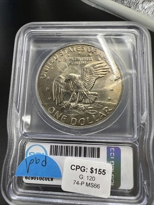 1974 P $1 Ike Eisenhower Clad Copper Nickel Dollar Coin ICG MS66 #29