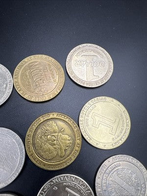 Lot of 20 $1 Casino Dollar Gaming Tokens Metal Circulated Conditions SKU#7530