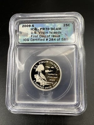 2009 S Virgin Islands Clad Quarter Gem Proof ANACS PR70 DCAM ICG #89