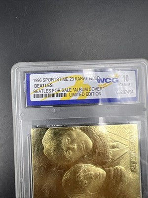 1996 Beatles Album Cover Gold Plated Collectors card in WCG case