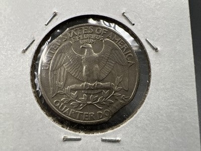 1981 P 25c Washington Quarter Coin Double Clipped Planchet Error