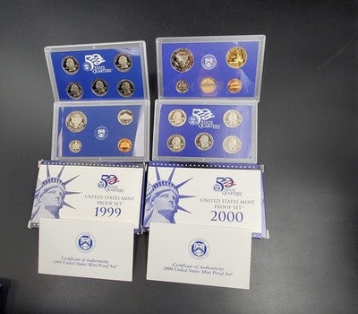1999 - 2009 U.S. Mint Proof Set 11 Sets w/ COAs CLAD - Free Ship USA