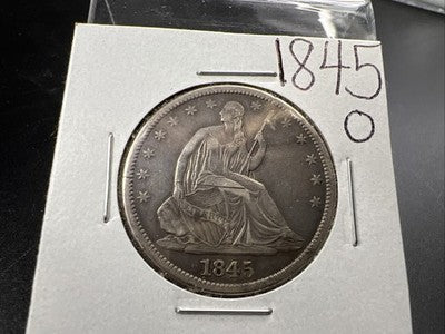 1845 O 50c Seated Liberty Half Dollar Coin CH VF Details Scratch