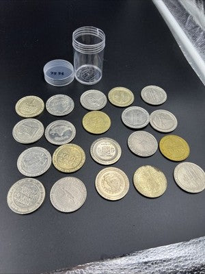 Lot of 20 $1 Casino Dollar Gaming Tokens Metal Circulated Conditions SKU#7538