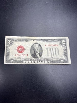 1928 G $2 USN United States Note Red Seal Fine Circulated #099