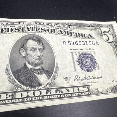 1953 A $5 Five Dollar Blue Seal Silver Certificate #150 XF EF Extra Fine Circ