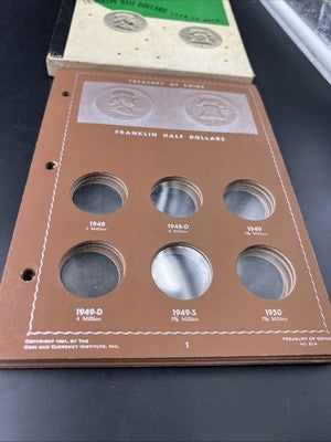 Treasury of Coins Vintage Coin Album Franklin Half Dollars Used Hardcover