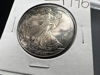 1996 1 Oz ASE American Silver Eagle Coin CH BU UNC Neat Toning Toner