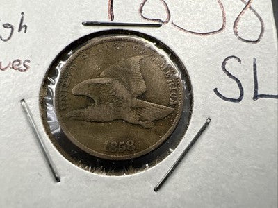 1858 1c SL Flying Eagle Cent Coin Low Leaves FS-901 Variety VF Very Fine Circ