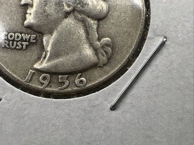 1956 P 25c Washington Silver Quarter Coin Die Chip In Date Variety Circulated #A