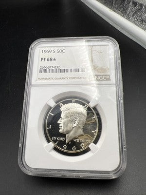 1969 S 50c Kennedy Silver Half Dollar Coin NGC PF68 * Star #032
