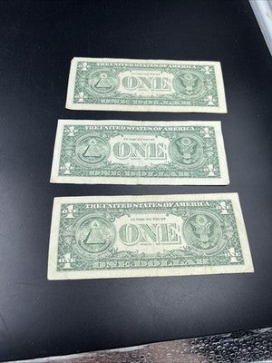 Lot of 3 2017 $1 Low Repeat Serial # FRN Notes #0000767 #0300800 #3000663 Circ