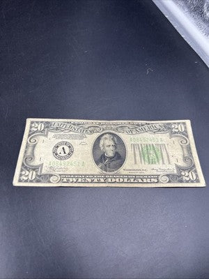 1934 $20 FRN Federal Reserve Note Green Seal VG Very Good Circ #451