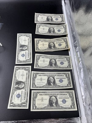 Lot of 7 CH VF 1957 $1 One Dollar US Silver Certificates Blue Seal Notes #251