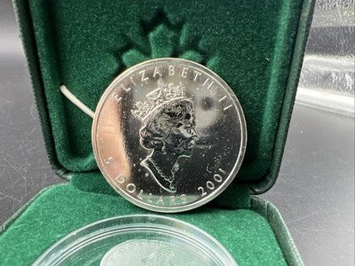 2001 Colorized 1 Oz Silver Maple Leaf .9999 Ultra Fine CH UNC w/ Box COA