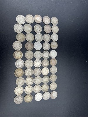 50 Coin Barber 90% Silver Dime Roll G-VG Good Circ Conditions SK#g