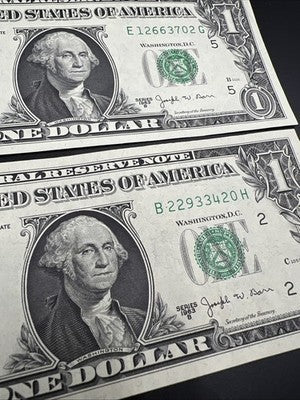 FRN Collector's Lot 3x 1963 B Barr $1 VF & 1976 $2 Bicentennial Two Dollar Bill