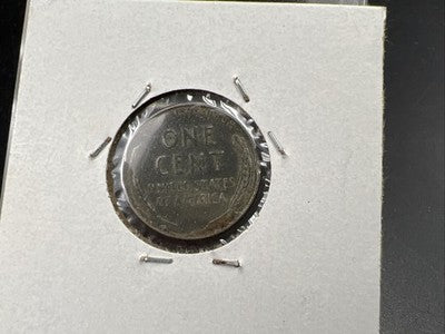 1943 P 1c Lincoln Wheat Cent Steel penny Clipped Planchet error