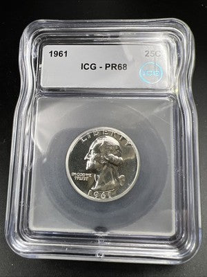 1961 P Washington Silver Quarter Coin ICG PR68 #05