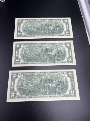 Lot of 3 1976 Bicentennial $2 Two Dollar Federal Reserve Notes XF / AU #812