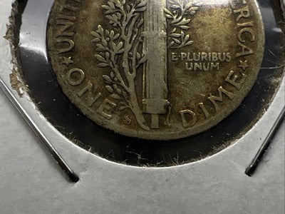 1943 S S/S 10c RPM Mercury Dime FS-501 Variety Fine Circ Nice toning