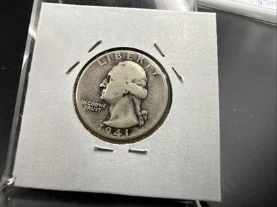 1941 25c Washington Silver Quarter Coin AG DDR Reverse Double Die Variety