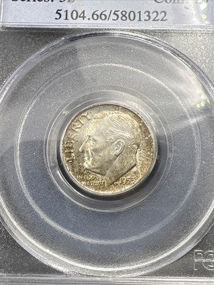 1953 D 10c Roosevelt Silver Dime Coin PCGS MS66 #322 Some Toning