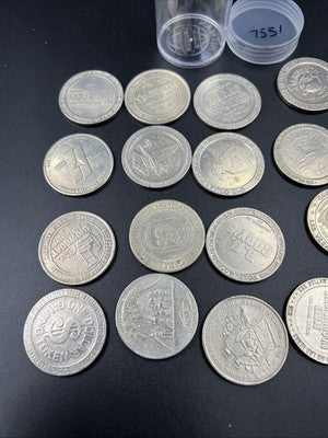 Lot of 20 $1 Casino Dollar Gaming Tokens Metal Circulated Conditions SKU#7551