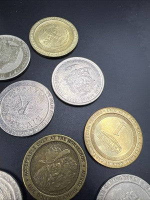 Lot of 20 $1 Casino Dollar Gaming Tokens Metal Circulated Conditions SKU#7534