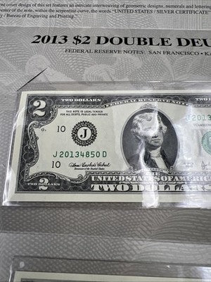 Matching Serial # 2003 A 2009 $2 FRN Federal Reserve Note 2013 Double deuce set
