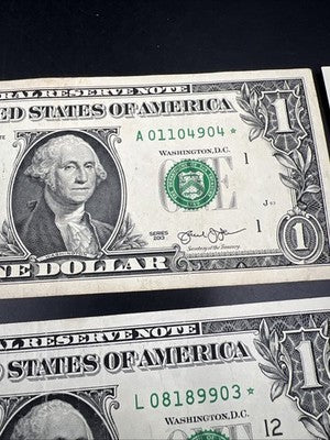 Lot of 6 2013 2017 Star * $1 FRN Federal Reserve Notes Circ #302