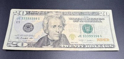 2009 $20 FRN Federal Reserve Note Circulated Neat Serial # 33399398