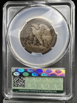 1917 S Obverse MM 50c Walking Liberty Silver Half Dollar Coin CAC AG Details