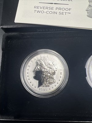 2023 Reverse Silver Proof Morgan & Peace Dollar Set OGP Box COA