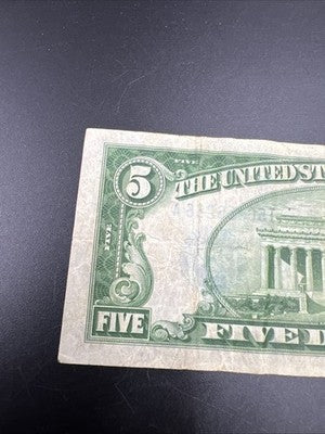 1934 A $5 Five Dollar Silver Certificate Choice VG Very Good Circ