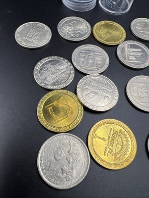 Lot of 20 $1 Casino Dollar Gaming Tokens Metal Circulated Conditions SKU#7544