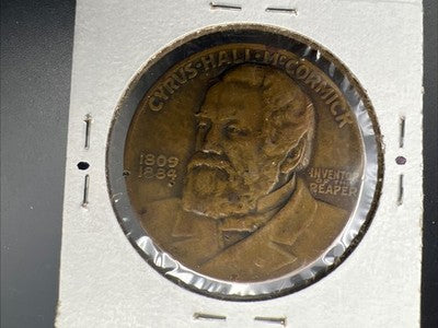 1931 Cyrus McCormick Bronze Medal Centennial Of The Reaper Metallic Art Co Circ