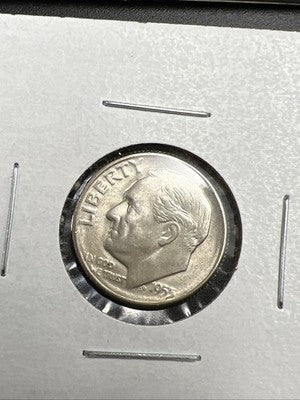 2 Coin Roosevelt Collector's Lot 1955 S 1958 D 10c Silver Dime Coins BU SK#a