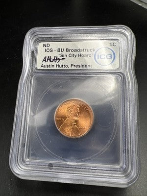 2001 Broadstruck Error Lincoln 1c BU ICG Certified Sin City Hoard