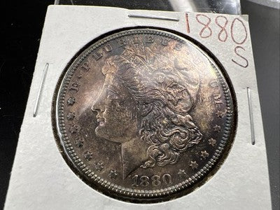 1880 S $1 Morgan Silver Dollar Coin BU Unc Nice Toning Obverse