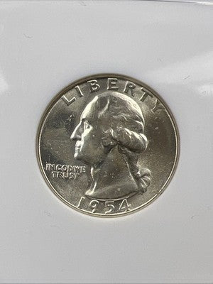 1954 S 25c Washington Silver Quarter Coin Gem BU Certified MS66 NGC #040