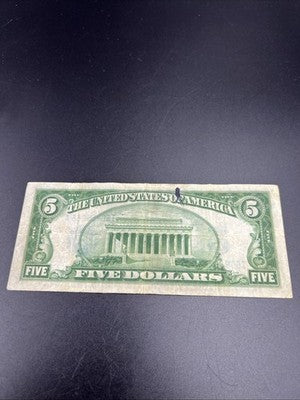 1934 A $5 Five Dollar Silver Certificate Choice VG Very Good Circ