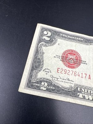 1928 G $2 Two Dollar Legal Tender United States Red Seal Note Fine Circ #417