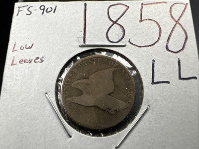 1858 1c Flying Eagle Cent Coin Low Leaves FS-901 Variety AG About Good Circ #B