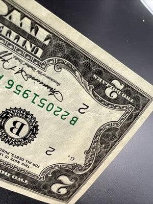 Obstructed Printing Error 1976 $2 Bicentennial Postal Bill Printed Thru String