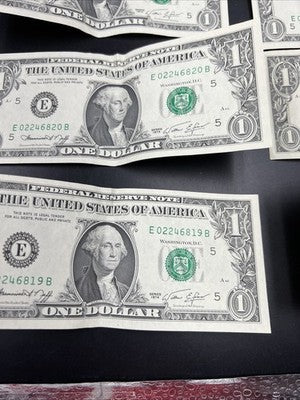 8 Consecutive 1974 $1 FRN Federal Reserve Notes CH VF Very Fine Circ #15