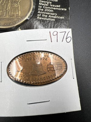 Bicentennial Collector's set 1976 Rolled Cent 1c Georgia Medal & 1959 GE Medal