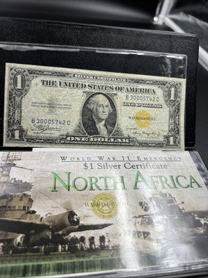 1935 A $1 North Africa Yellow Seal Silver Certificate CH VG Very Good Circ #42