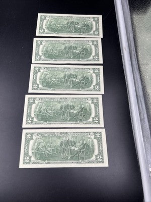 5 Consecutive 2013 $2 FRN Federal Reserve Notes UNC Uncirculated #80