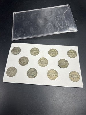 1942 1943 1944 1945 Complete 11 Coin US 35% Silver War Nickel Coin Set in Card J